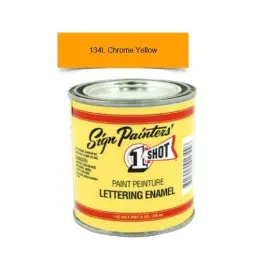 134l 1-shot 134l/8z 8oz Chrome Yellow Lettering Enamel Brush Pinstriping One Paint