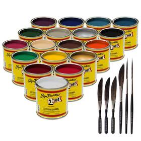 1 Shot 24157 1/4 Pint Basic Enamel Kit 18 Color Set Pinstriping Lettering One