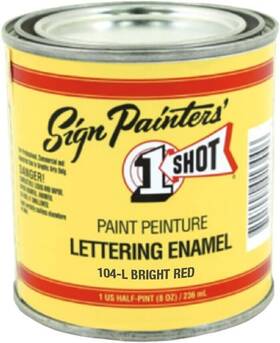 1 Shot 807350009635 1/2 Pint Letter Enamel 104l Bright Red 8 Oz Med241