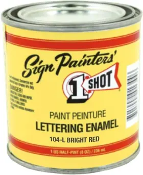 Med241 1 Shot 807350009635 1/2 Pint Letter Enamel 104l Bright Red 8 Oz Med241 1 Shot 807350009635 1/2 Pint Letter Enamel 104l Bright Red 8 Oz