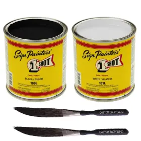 1 Shot 845927026746 One Color Kit White And Black With Pinstriping Touch-up Brush