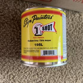 1 Shot One-195l 1/2 Pint 195l Medium Gray Paint Lettering Enamel Pinstriping One