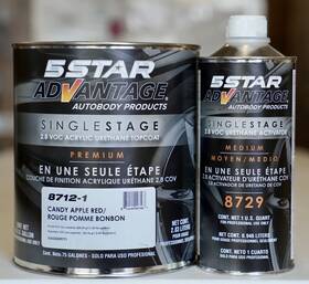 5 Star Advantage 8712-1 8729 Candy Apple Red Single Stage Acrylic Urethane Auto Paint Kit