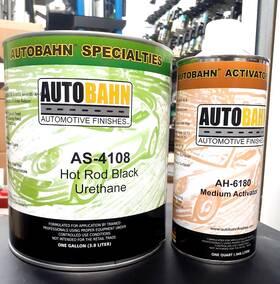 Autobahn As-4108 Hot Rod Black Urethane Paint Kit Quart Medium Activator