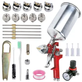 Ful827-5-red Fulchron Hvlp Spray Paint Gun For Automotive - Gravity Feed Kit Red
