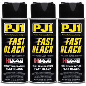 Pj1 16-hit Fast Black 1500 F High Temp Flat Finish Heat Resistant Paint Set Of 3 Cans
