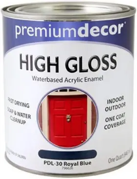Pdl-30 Premium Decor 042909006288 High Gloss Waterbased Acrylic Enamel Royal Blue 1 Qt