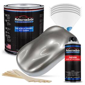 Productionshop 840234542071 High Gloss Pewter Silver Metallic Acrylic Enamel 1 Gallon Kit