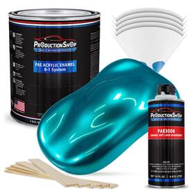 Productionshop 840234542248 High Gloss Teal Green Metallic Acrylic Enamel 1 Gallon Kit Paint