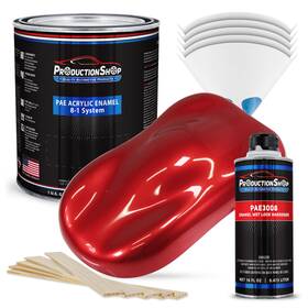 Productionshop 840234542293 High Gloss Fireball Red Metallic Acrylic Enamel 1 Gallon Kit Auto