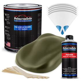 Productionshop 840234542392 High Gloss Matte Olive Drab Acrylic Enamel Gallon Kit Auto Paint