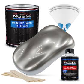 Productionshop 840234542651 High Gloss Pewter Silver Metallic Acrylic Enamel Quart Kit Paint