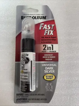 286481 Rust-oleum Fast Fix 2-in-1 Paint Primer Universal Dark Silver Marker New 286481 Rust-oleum Fast Fix 2-in-1 Paint Primer Universal Dark Silver Marker New