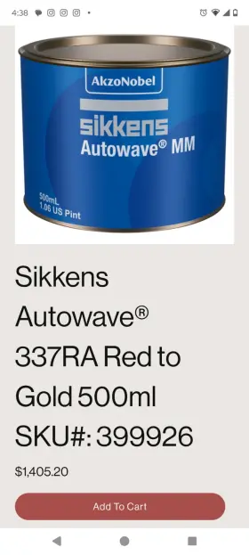 399926 Sikkens Sickens Auto Wave Mm 337ra #399926. Red To Gold