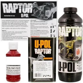 1bloodred U-pol 823 Hardener Raptor Tintable Blood Red Bed Liner And Texture 1 Liter Upol