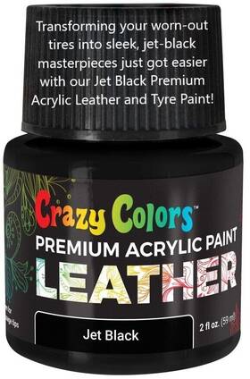 Universal Products Unv196141897135 Jet Black Premium Acrylic Leather And Shoe Paint 2 Oz - Sneakers Jackets Bags